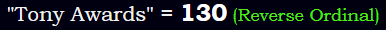 "Tony Awards" = 130 (Reverse Ordinal)