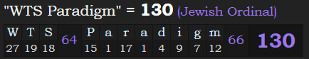 "WTS Paradigm" = 130 (Jewish Ordinal)