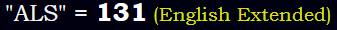 "ALS" = 131 (English Extended)