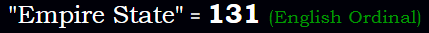 "Empire State" = 131 (English Ordinal)