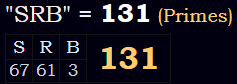 "SRB" = 131 (Primes)