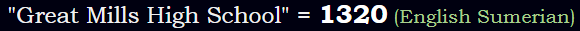 "Great Mills High School" = 1320 (English Sumerian)