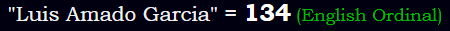"Luis Amado Garcia" = 134 (English Ordinal)