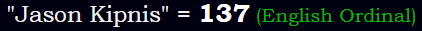 "Jason Kipnis" = 137 (English Ordinal)