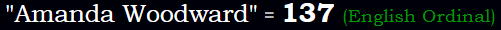 "Amanda Woodward" = 137 (English Ordinal)