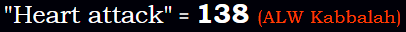 "Heart attack" = 138 (ALW Kabbalah)