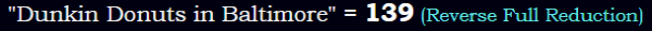 "Dunkin Donuts in Baltimore" = 139 (Reverse Full Reduction)