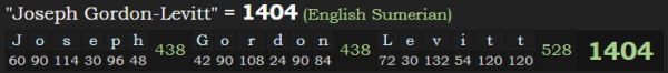"Joseph Gordon-Levitt" = 1404 (English Sumerian)
