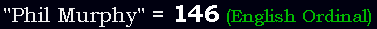 "Phil Murphy" = 146 (English Ordinal)