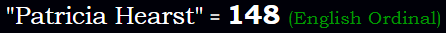 "Patricia Hearst" = 148 (English Ordinal)