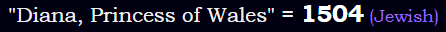 "Diana, Princess of Wales" = 1504 (Jewish)