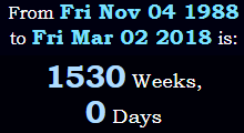Exactly 1,530 weeks