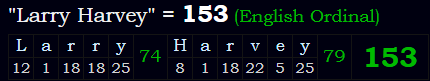 "Larry Harvey" = 153 (English Ordinal)