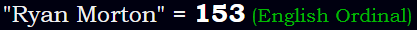 "Ryan Morton" = 153 (English Ordinal)