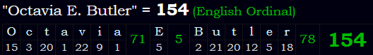 "Octavia E. Butler" = 154 (English Ordinal)
