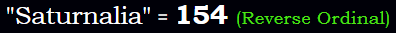 "Saturnalia" = 154 (Reverse Ordinal)