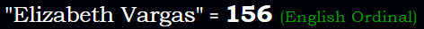 "Elizabeth Vargas" = 156 (English Ordinal)
