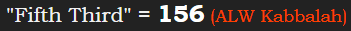 "Fifth Third" = 156 (ALW Kabbalah)
