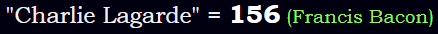 "Charlie Lagarde" = 156 (Francis Bacon)