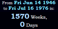 1570 Weeks, 0 Days