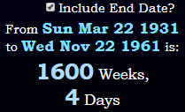 1600 Weeks, 4 Days