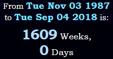 1609 Weeks, 0 Days