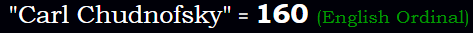 "Carl Chudnofsky" = 160 (English Ordinal)