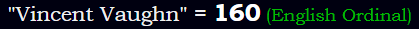 "Vincent Vaughn" = 160 (English Ordinal)