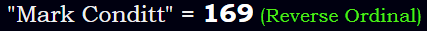 "Mark Conditt" = 169 (Reverse Ordinal)