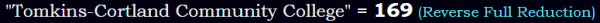 "Tomkins-Cortland Community College" = 169 (Reverse Full Reduction)