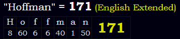 "Hoffman" = 171 (English Extended)