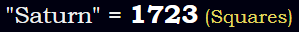 "Saturn" = 1723 (Squares)