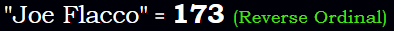 "Joe Flacco" = 173 (Reverse Ordinal)