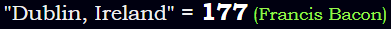 "Dublin, Ireland" = 177 (Francis Bacon)