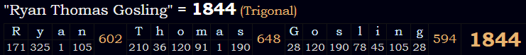 "Ryan Thomas Gosling" = 1844 (Trigonal)