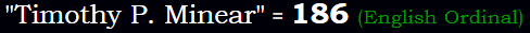 "Timothy P. Minear" = 186 (English Ordinal)