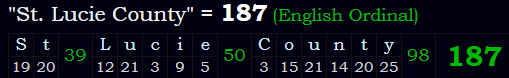 "St. Lucie County" = 187 (English Ordinal)