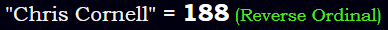 "Chris Cornell" = 188 (Reverse Ordinal)