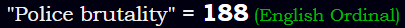 "Police brutality" = 188 (English Ordinal)