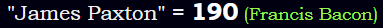 "James Paxton" = 190 (Francis Bacon)