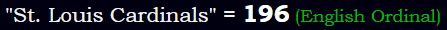 "St. Louis Cardinals" = 196 (English Ordinal)