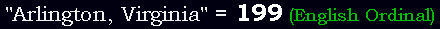 "Arlington, Virginia" = 199 (English Ordinal)