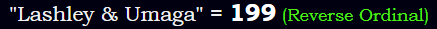 "Lashley & Umaga" = 199 (Reverse Ordinal)