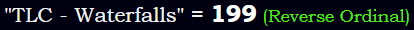 "TLC - Waterfalls" = 199 (Reverse Ordinal)