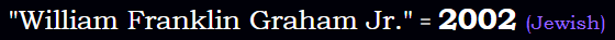 "William Franklin Graham Jr." = 2002 (Jewish)