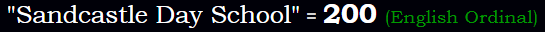 Sandcastle = 200 Ordinal