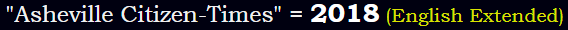 "Asheville Citizen-Times" = 2018 (English Extended)