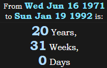 20 Years, 31 Weeks, 0 Days