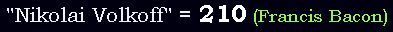 "Nikolai Volkoff" = 210 (Francis Bacon)