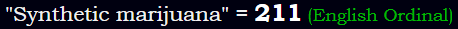 "Synthetic marijuana" = 211 (English Ordinal)